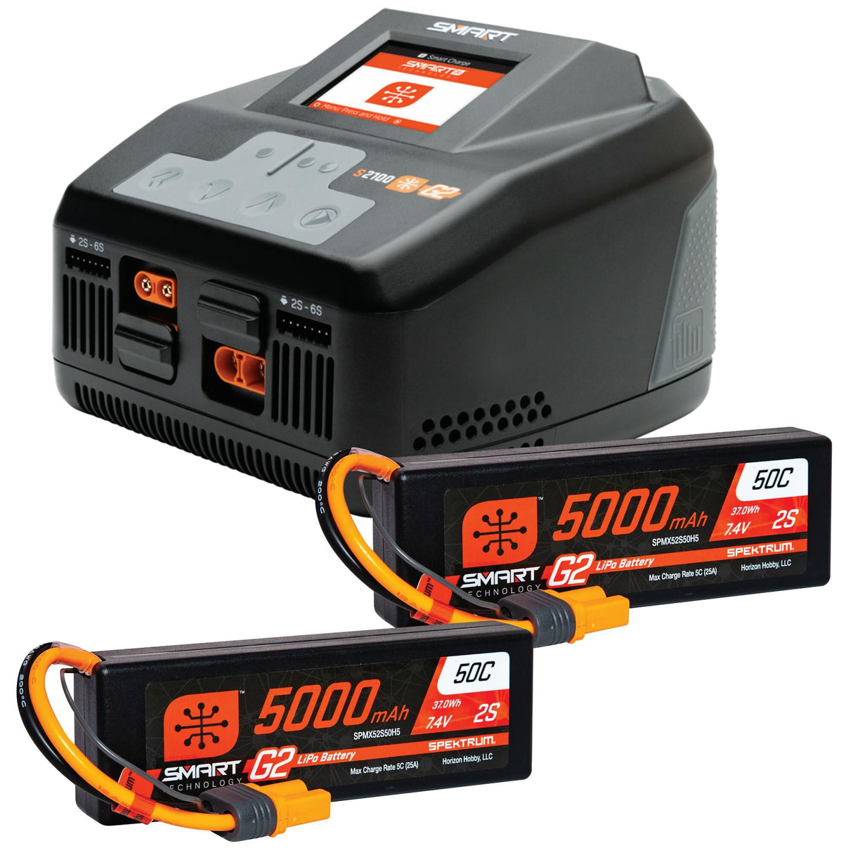 Spektrum Smart Powerstage 4S Surface Bundle: (2) G2 5000mAh 2S LiPo I O-SPMXPSS550I
