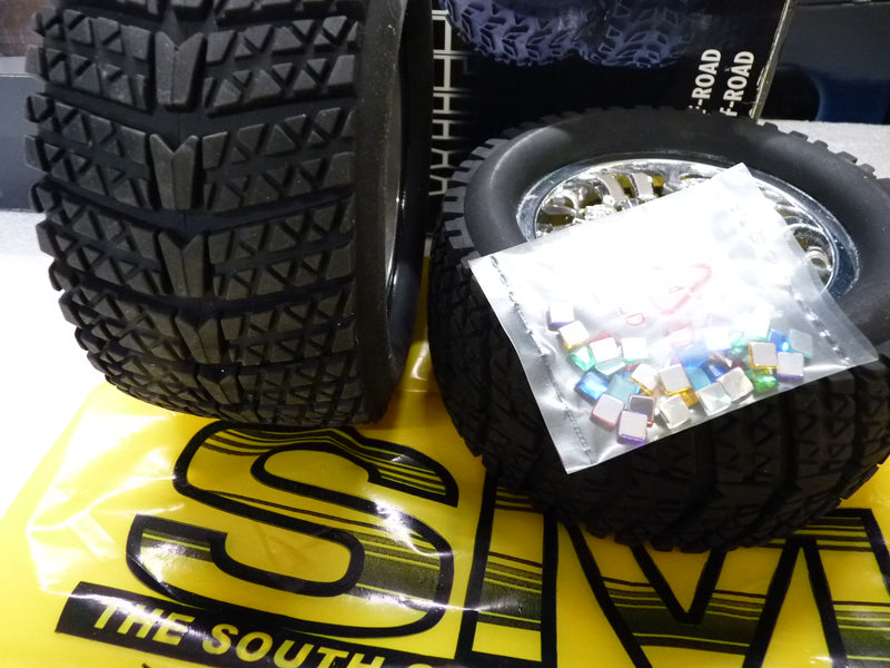 Ansmann Racing Rim & Tyre Minion 1/8 Off Road Set Stone 2 Chrome 214000012