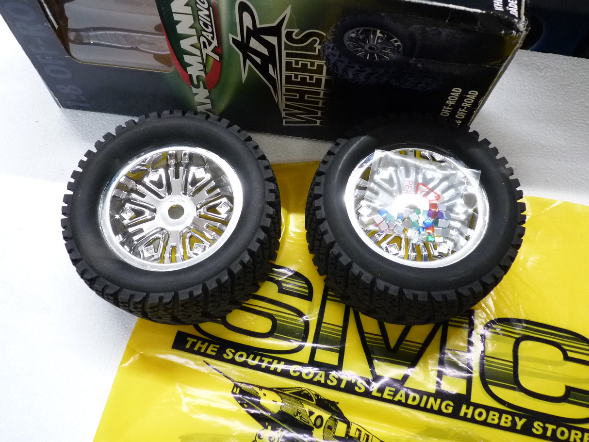 Ansmann Racing Rim & Tyre Minion 1/8 Off Road Set Stone 2 Chrome 214000012