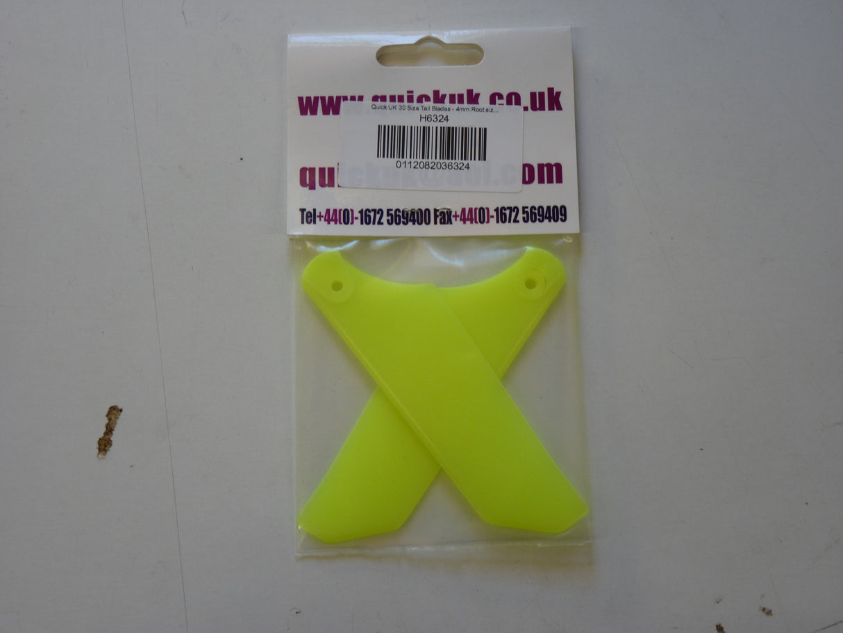 Quick UK 30 Size Tail Blades - 4mm Root size (Neon Yellow) (Box 29)