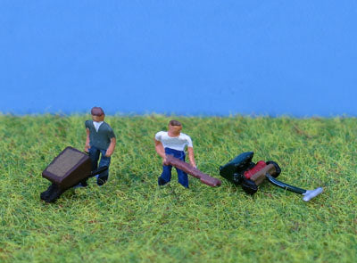 Lawnmower  wheelbarrow & 2 gardeners