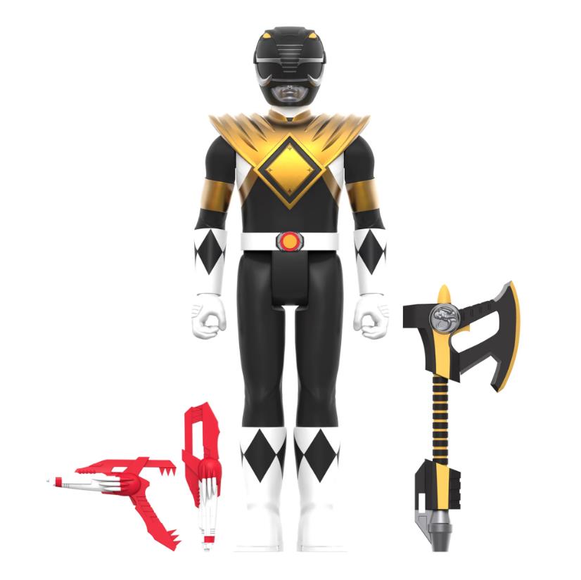 Super7 Licensed Collectables - Power Rangers W4 - Black Ranger Dragon Shield ReAction Figure