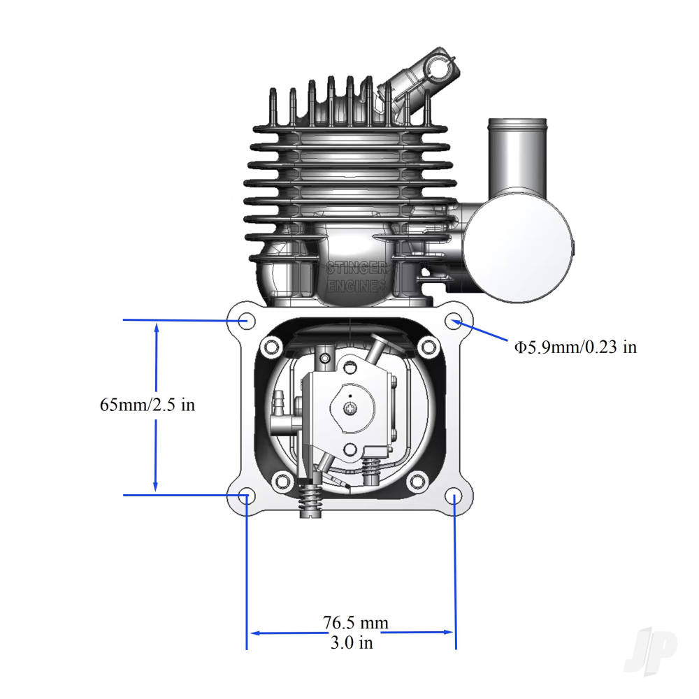 Stinger 63cc Petrol 2-Stroke Single Cylinder Side Exhaust Engine