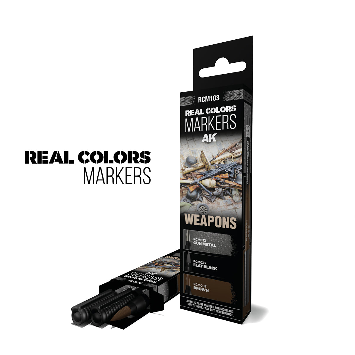 AK Interactive WEAPON COLOURS - SET 3 REAL COLOUR MARKERS RC103