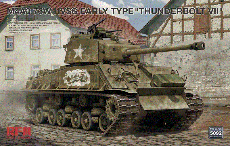 Rye Field Model 5092 1/35 Sherman M4A3 76W Hvss Early Type ” Thunderbolt VII Kit