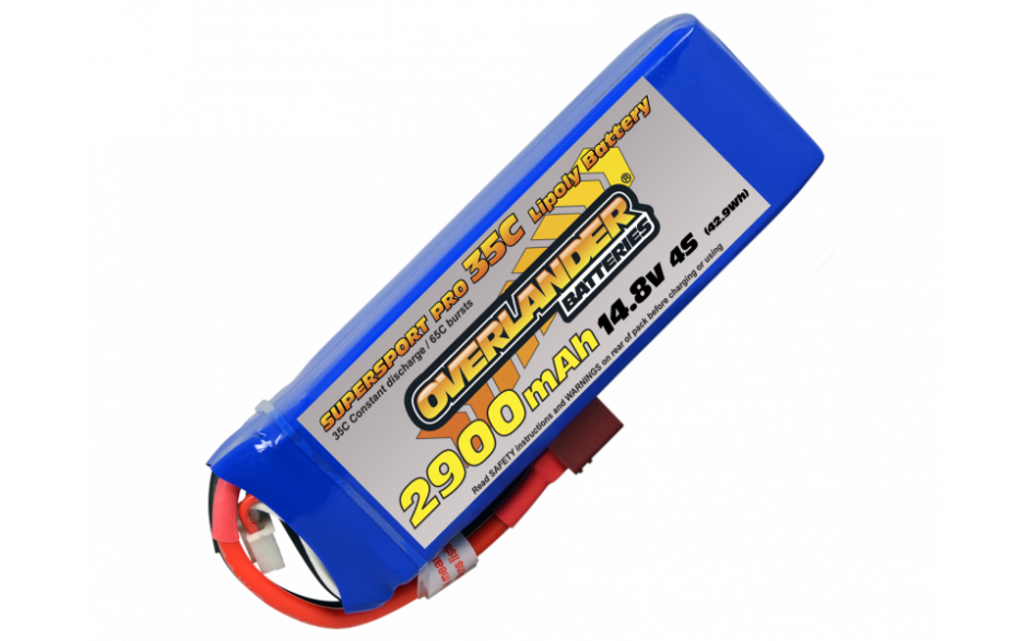 Overlander 2900mAh 4S 14.8V 35C LiPo Supersport Pro Deans T-Plug