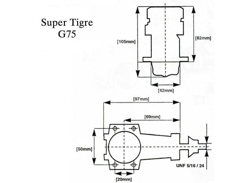 New in Box 2-stroke Super Tigre G75 Ring with Silencer SUPG0205