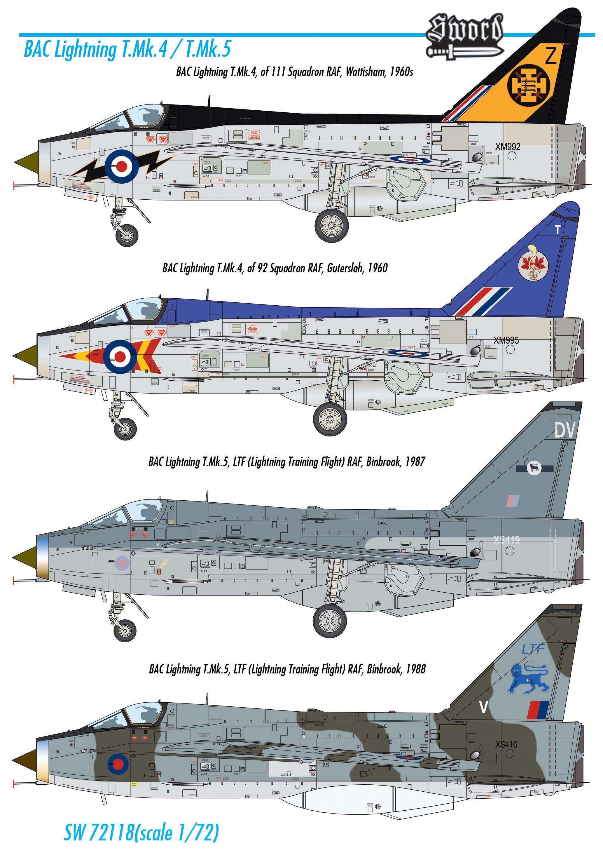 (未使用･未開封品)　ソード 1/72 イギリス空軍 イングリッシュ エレクトリック ライトニング T. Mk.4/T.Mk.5 プラモデル SWD72118 bt0tq1u Sword 1/72 BAC/English Electric Lightning T.4/T.5 SW72118