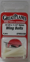 Great Planes Nylon Wing Bolts 10-24x11/4inch - pack of 4 (Box 20)