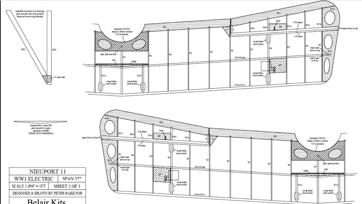 Slec/Belair Nieuport 11 - electric scale 37 inch kit