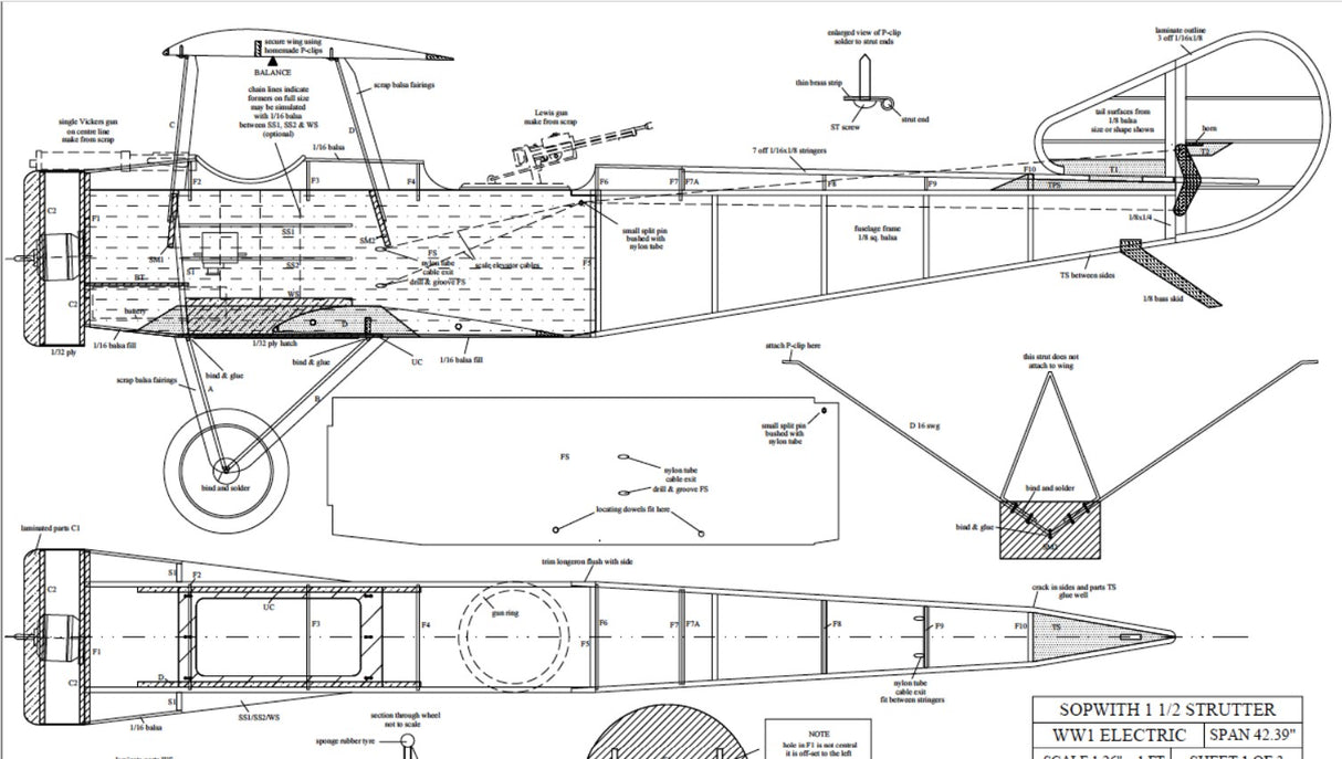 Slec/Belair Sopwith 1/2 Strutter - electric scale 42 inch kit