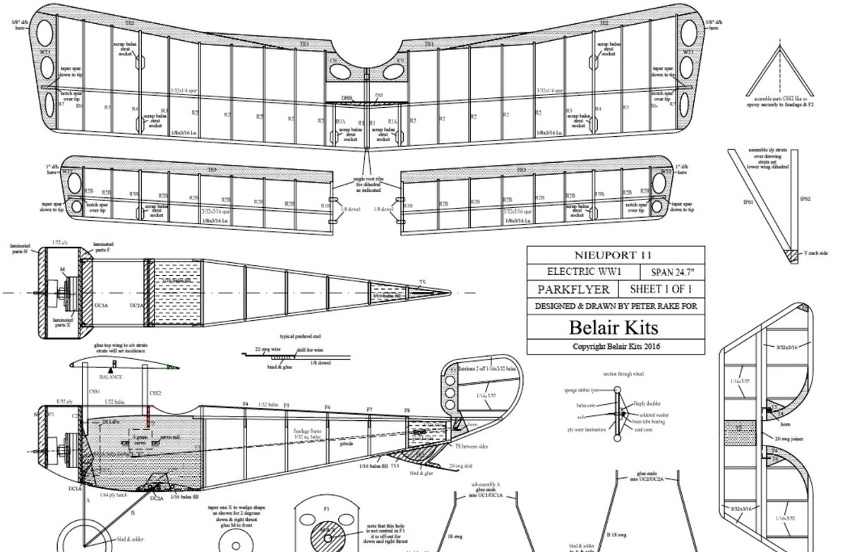 Slec/Belair Nieuport 11 Bebe - electric scale 25 inch kit