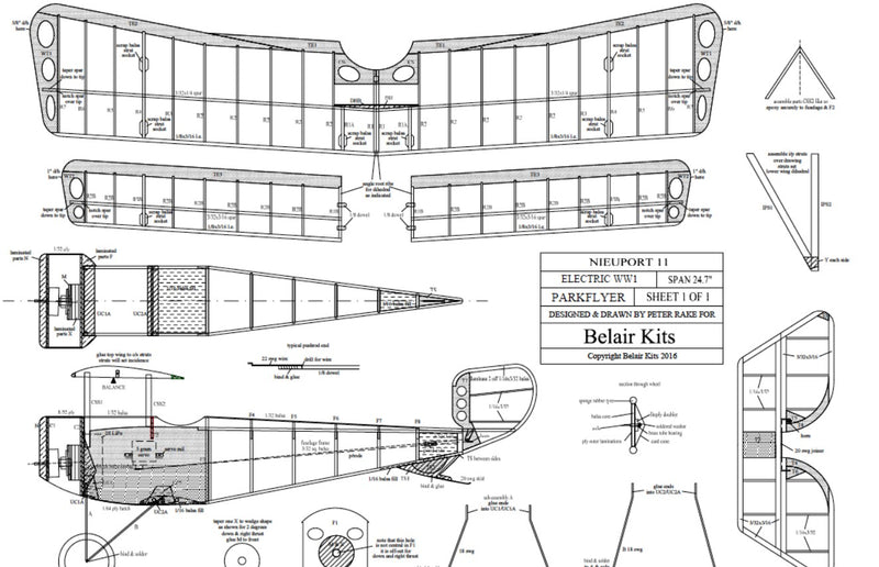 Slec/Belair Nieuport 11 Bebe - electric scale 25 inch kit
