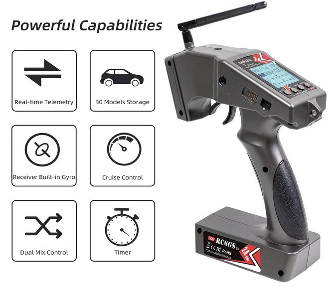 RadioLink RC6GS 2.4GHz V.3 6-Channel Tx with 1x R6FG (Gyro Rx) and 1x R6F (Standard Rx)