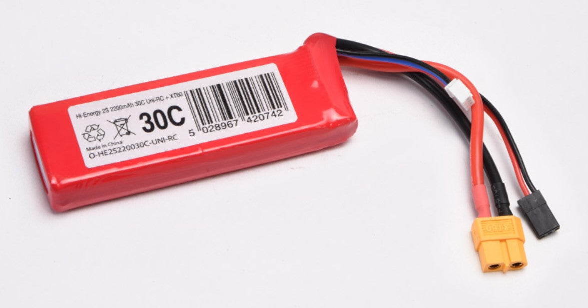 Hi-Energy 2S 2200mAh 30C RC/Servo Connector