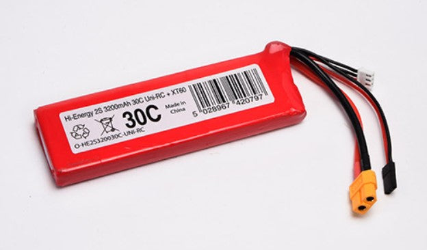 Hi-Energy 2S 3200mAh 30C Uni-RC Connector