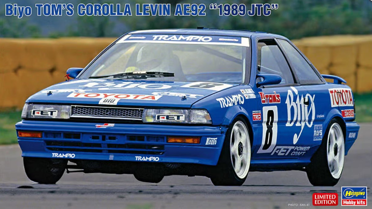 Hasegawa  Click to Enlarge Download  1:24 Biyo Toms Corolla Levin AE92 1989 JTC Kit HA20579