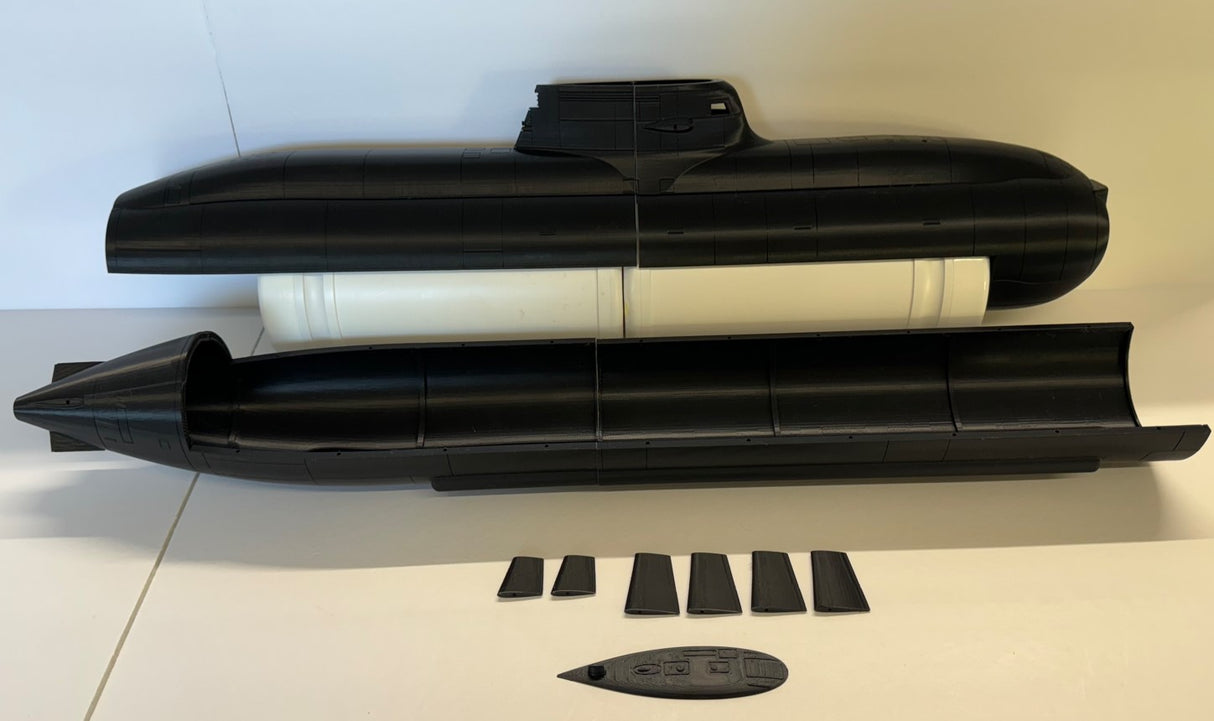 Scale 3D Printed 1/72 German HDW Class 212 Submarine - Sectional Model
