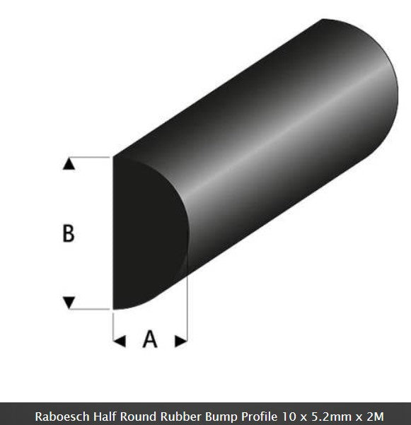 Raboesch Half Round Rubber Bump Profile 10 x 5.2mm x 2M RAB104-64