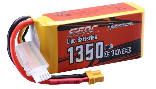 SUNPADOW 11.1V 3S RC Lipo Battery 25C 1350mAh Rechargeable with XT60 Connector - SECOND HAND