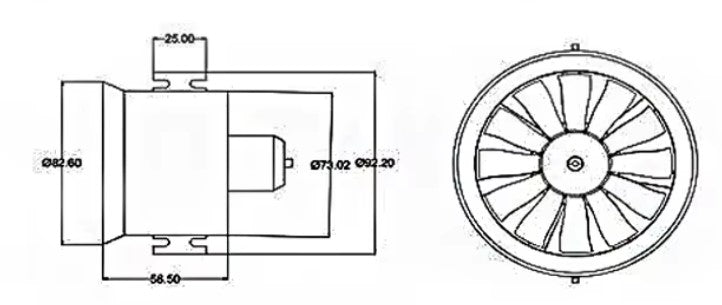 QX-Motor Brushless 1800KV with 12 Blade 70mm Fan unit