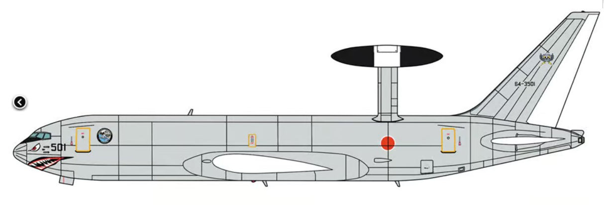 Hasegawa Model Kits - 1:200 E-767 AWACS Airborne Warning And Control Wing 40th Anniversary Kit HLT108600