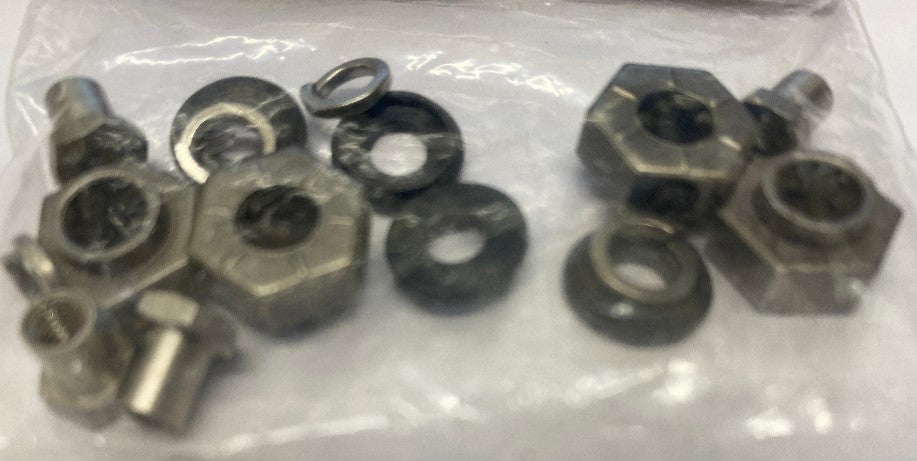 Wheel Hub Hex Nuts (4) with Bushes/2.5mm Pins and Spacer Washers