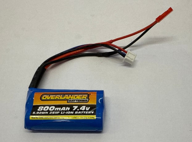 Overlander 800mAh 7.4V 2S  Li-Ion Battery with JST Connector