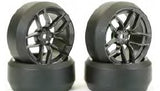 FASTRAX 1/10 (4) DRIFT D3 TYRE WITH 3MM 10-SPOKE WHEEL-GRAPHITE