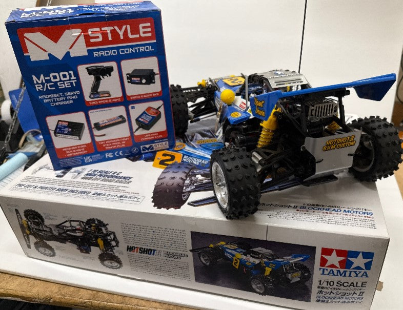Tamiya Hot Shot II – Blockhead Motors Ready Pre Built including Radio Battery and USB Charger - AS NEW