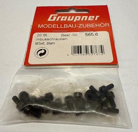 Graupner M3 x 6mm Hex Head Bolts - Pack of 20 566.6