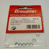 Graupner 6mm Dia. x 3.2mm Internal Washers - Pack of 10 560.6