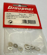 Graupner 7mm Dia. x 2.8mm Internal Washers - Pack of 10 - 560.8