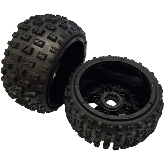 MOUNTED WHEEL/TYRE COMPLETE PAIR for Baja 5B - BLACK 70x80 - SECOND HAND