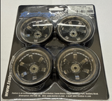 FASTRAX 1/10 (4) DRIFT D3 TYREw/9MM 6-SPOKE WHEEL- BK CHROME