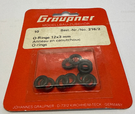 Graupner O Rings 12 x 3mm  pack of 10 216/2 (Box45)
