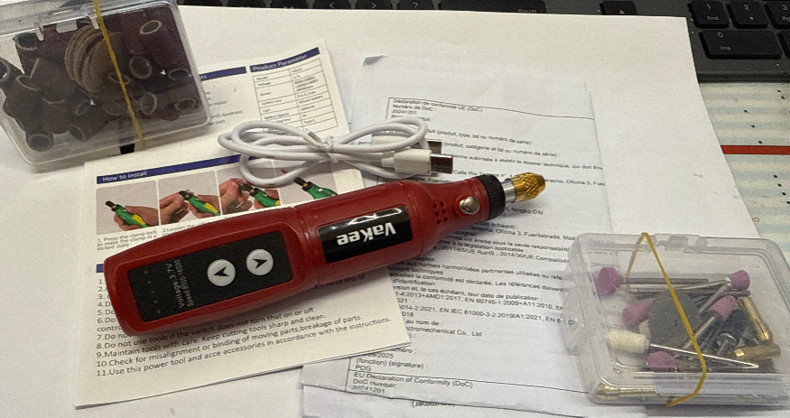 Mini Cordless Grinder/Drill & USB Charge Cable - Red