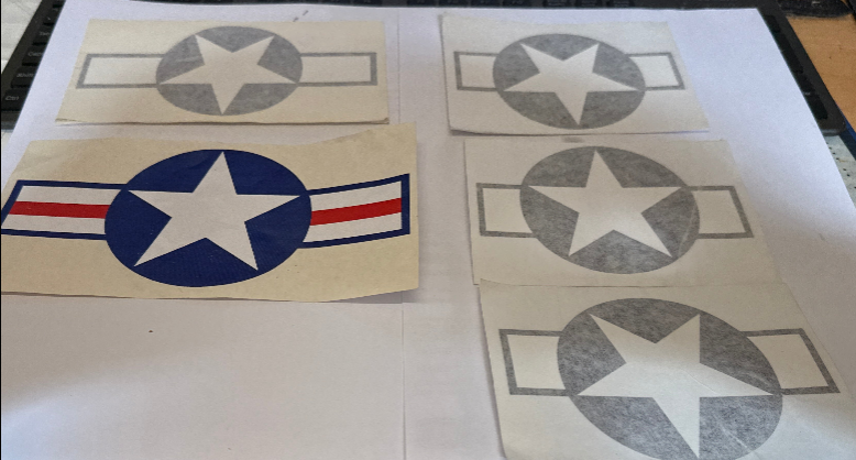 Assorted self adhesive US Stars & Bars decals (5)