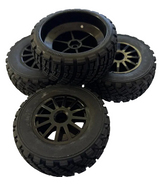 Traxxas Rally Tyres & Wheels, Assembled, glued (black wheels, gravel pattern - Set of 4