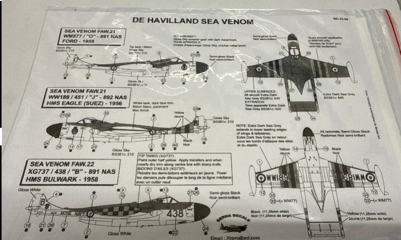 Berna Decals D.H. Sea Venom  Royal Navy