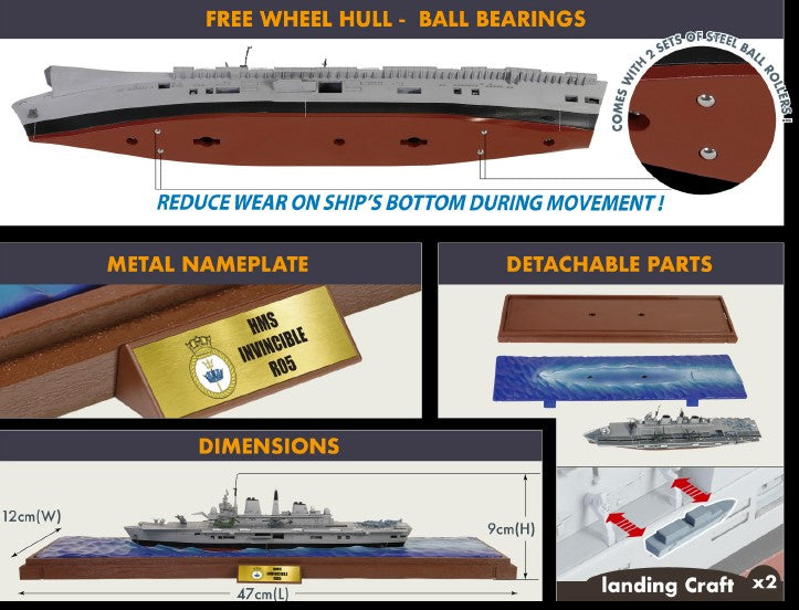 Forces of Valor 1:700 Royal Navy Invincible Class Light Aircraft Carrier - HMS Invincible (R05) Falkland Islands 1982 (WATERLINE VERSION)