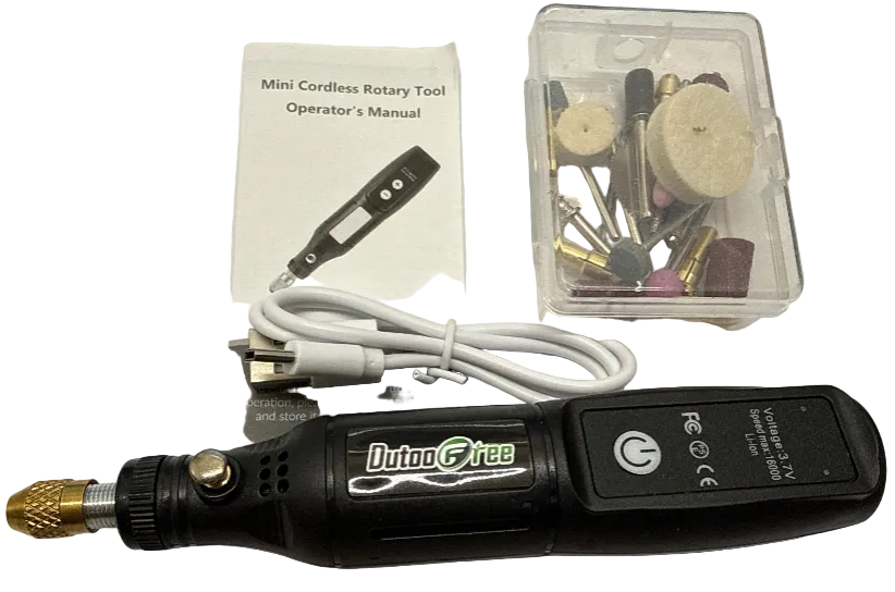 Mini Cordless Rotary Tool Set with Tools & USB Charge Cable - Black