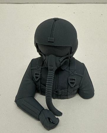 Jet Pilot - 3D Printed Head and Shoulders with Helmet and Oxygen Mask