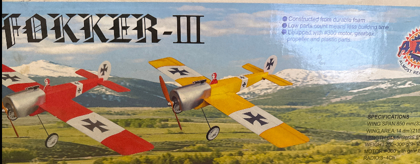 SF Super Flying Model Fokker III ARTF EP-17Yellow - Second Hand - New