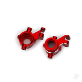 Steering blocks 6061-T6 aluminium (red-anodised) left & right 3x18mm BCS (with threadlock) (2)