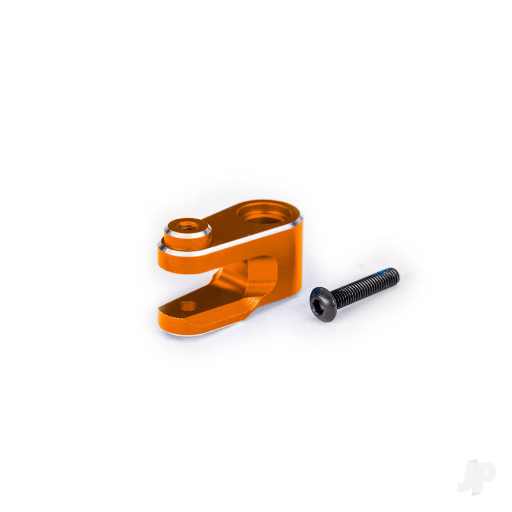 Servo horn steering 6061-T6 aluminium (orange-anodised)/ 3x15mm BCS (with threadlock) (1)