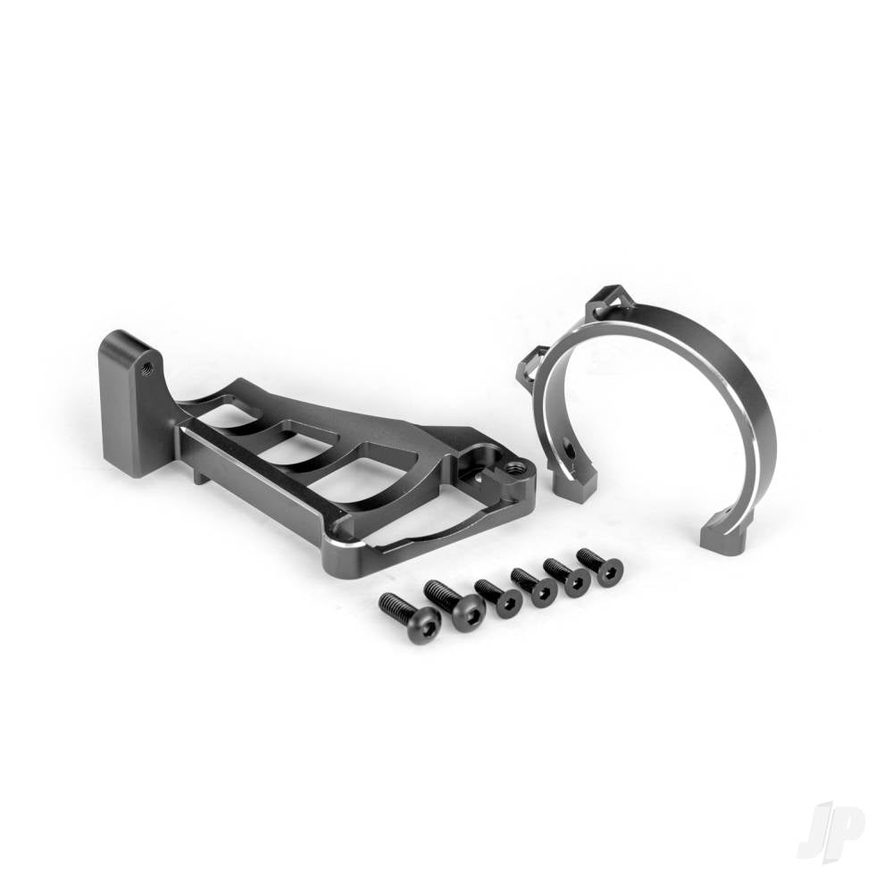 Motor mounts (front & rear) (gray-anodised 6061-T6 aluminium)/ 3x10mm CCS (with threadlock) (4)/ 4x12mm BCS (with threadlock) (2) (for use with #3483 motor)