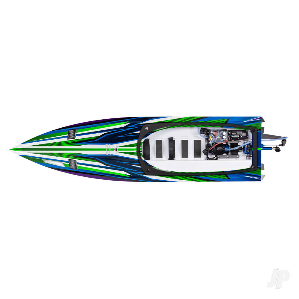 TRAXXAS Spartan SR VXL 1:10 36in Electric Brushless Race Boat - Green (+ TQi 2-ch/TSM/VXL-6s marine Velineon 540XL Self Righting)