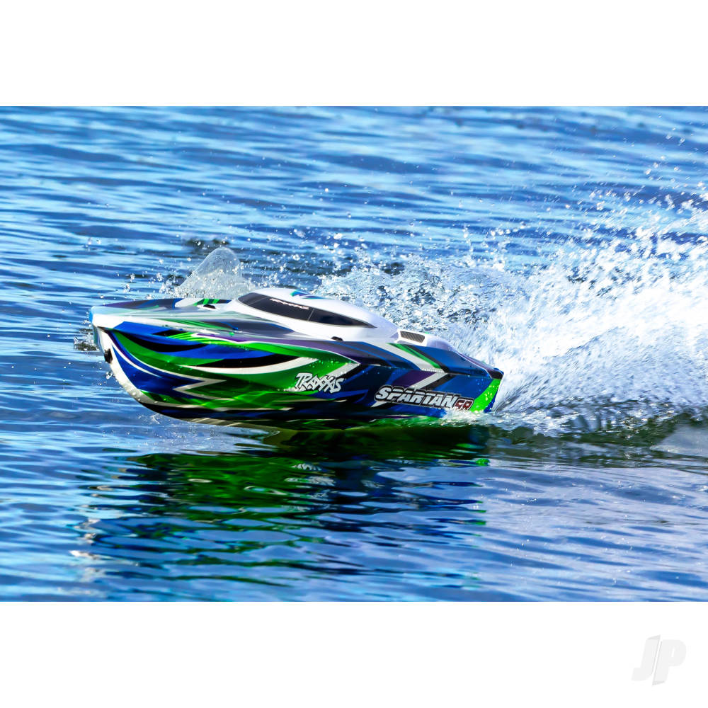 TRAXXAS Spartan SR VXL 1:10 36in Electric Brushless Race Boat - Green (+ TQi 2-ch/TSM/VXL-6s marine Velineon 540XL Self Righting)