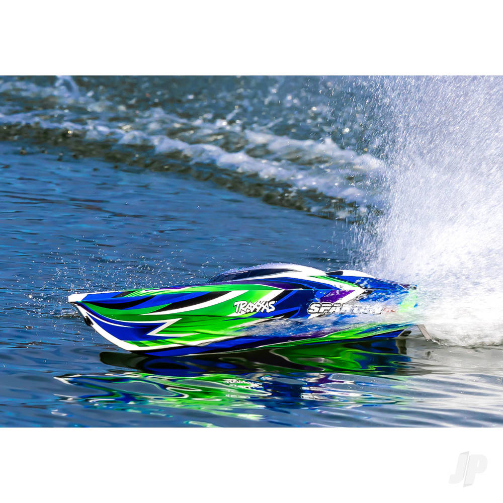 TRAXXAS Spartan SR VXL 1:10 36in Electric Brushless Race Boat - Green (+ TQi 2-ch/TSM/VXL-6s marine Velineon 540XL Self Righting)